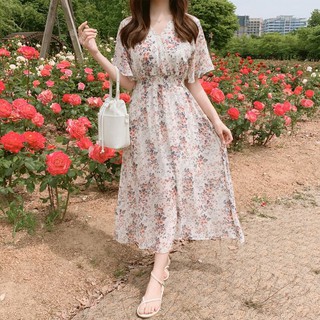 [ORDER TAOBAO] Đầm Lanh Xoè Hoa Nhí