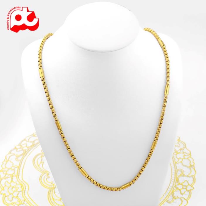 Dây chuyền nam cao cấp thời trang đẹp titan kiểu bọc khoanh chạm họa tiết chéo PT JEWELRY kích cỡ 4mm PTDCNA165