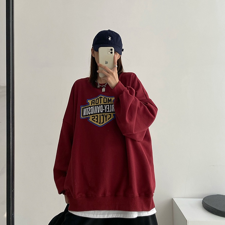 Áo sweater dáng rộng phong cách Harajuku thời trang thu đông mới cho nữ 2021