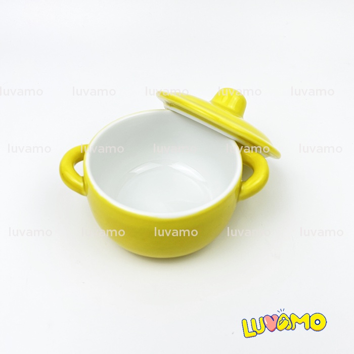 Bát ăn dặm gốm sứ có nắp trơn 120ml cho bé AD87