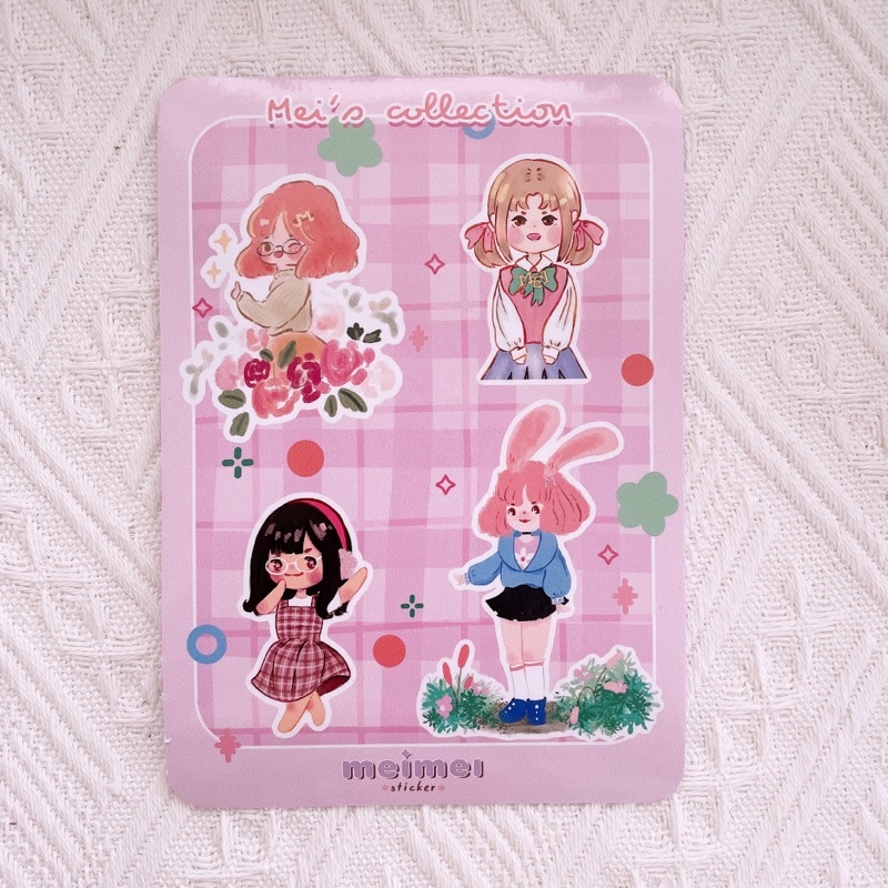 Meimei Sticker - Mei’s Collection - Set sticker cô gái xinh xắn tông hồng trang trí sổ