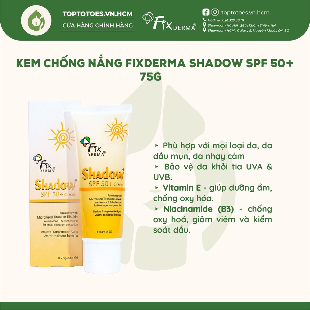 Kem chống nắng Fixderma Shadow SPF 50+ 75g