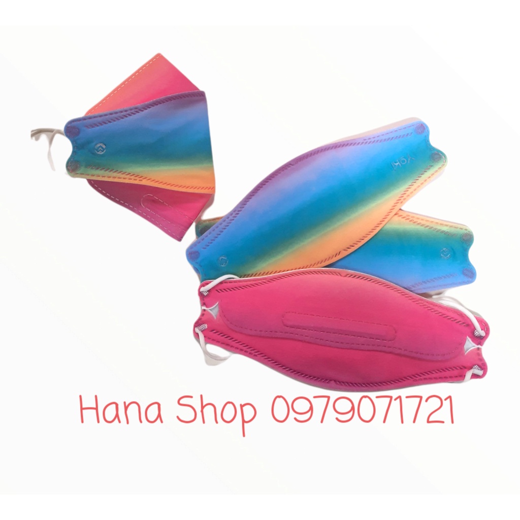 Khẩu Trang 4D Yoki hàng cty 4 lớp kháng khuẩn - Màu tím - xanh galaxy- cầu vồng (bịch 6 cái)