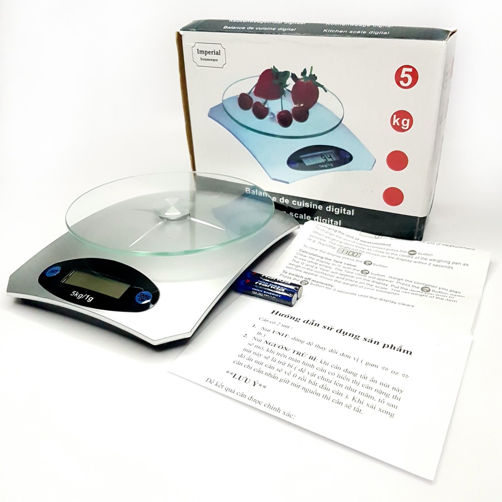 [Bảo Hành 1 Năm] Cân Điện Tử Nhà Bếp Mini Mặt Kính Cường Lực 5kg TBE SHOP | BigBuy360 - bigbuy360.vn