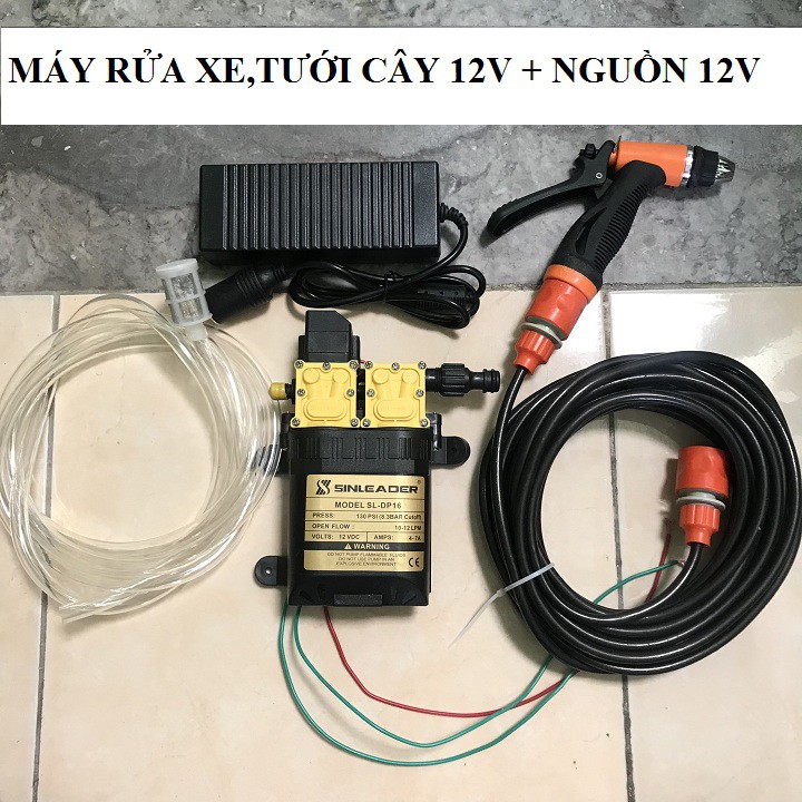 MÁY RỬA XE MINI 12V - BỘ MÁY RỬA XE BƠM ĐÔI SINLEADER