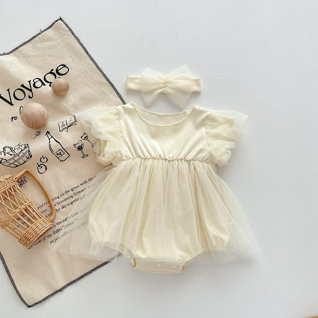 Set Đầm Lưới + Băng Đô Cài Tóc Dành Cho Bé Gái