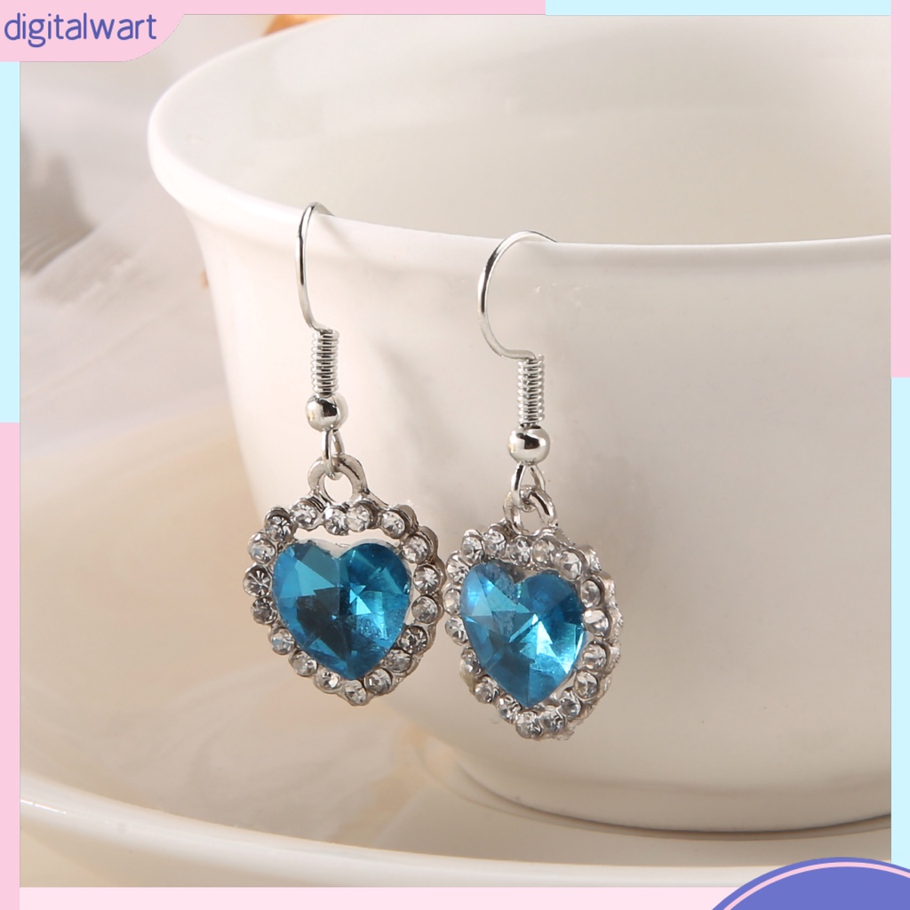 Khuyên tai hình trái tim đính đá thanh lịch cho nữ