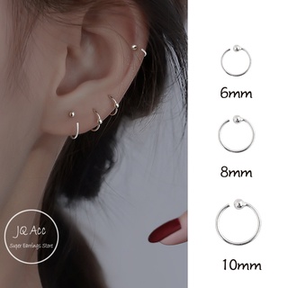 Khuyên tai bạc khuyên tai tròn Bộ Khuyên Tai Tròn Mini Bằng Thép Titan Không Phai Màu Bạc Cho Nữ Và Trẻ Em