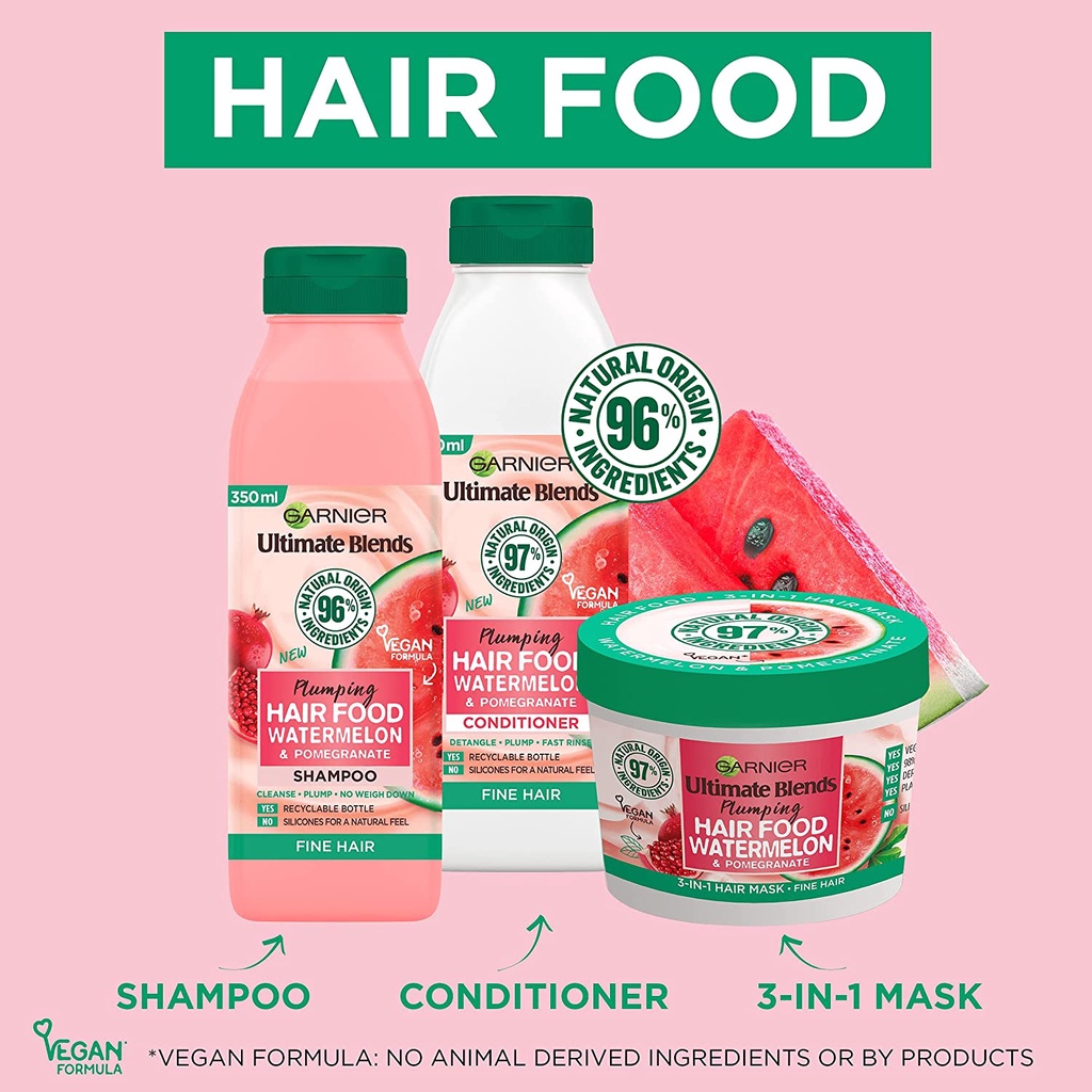 Bộ ba sản phẩm dưỡng tóc chuyên sâu Garnier Ultimate Blend Watermelon chăm sóc tóc chuyên sâu