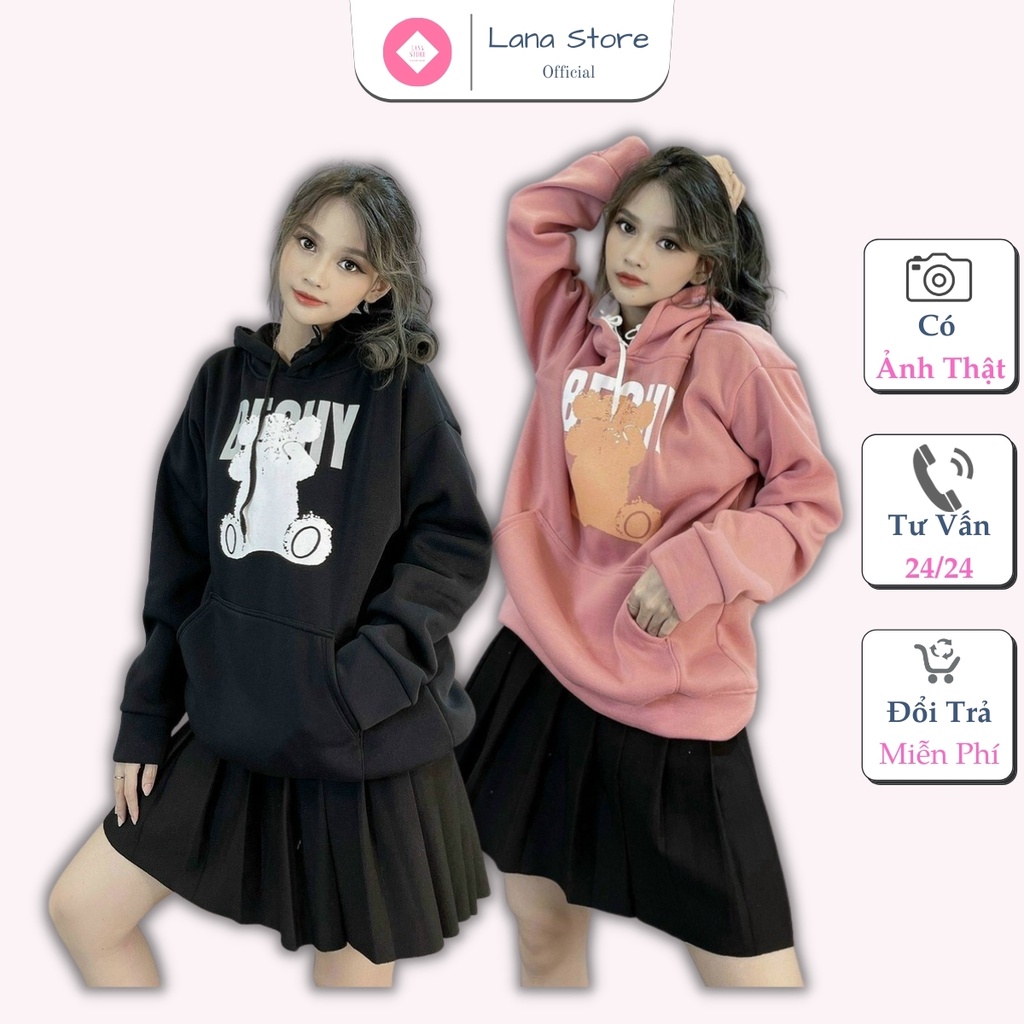 [Ảnh Thật] Áo Khoác Hoodie Nỉ Bear Bechy Form rộng Unisex Nam Nữ Couple đều mặc được