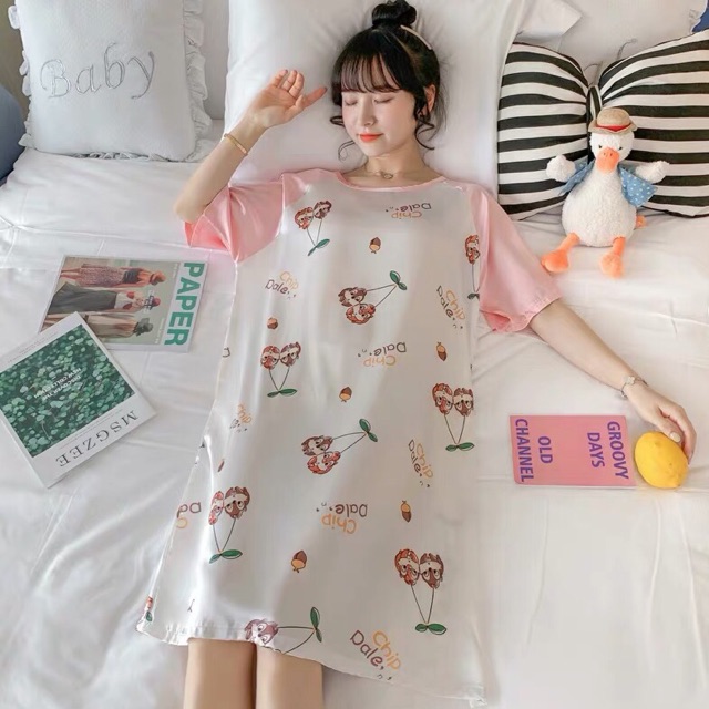 (ORDER) Váy ngủ lụa cộc tay hoạt hình cute, hàng Quảng Châu (20 mẫu - kéo ảnh xem thêm)