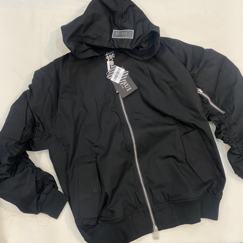 HOODED BOMBER JACKET BOBUI/ Black