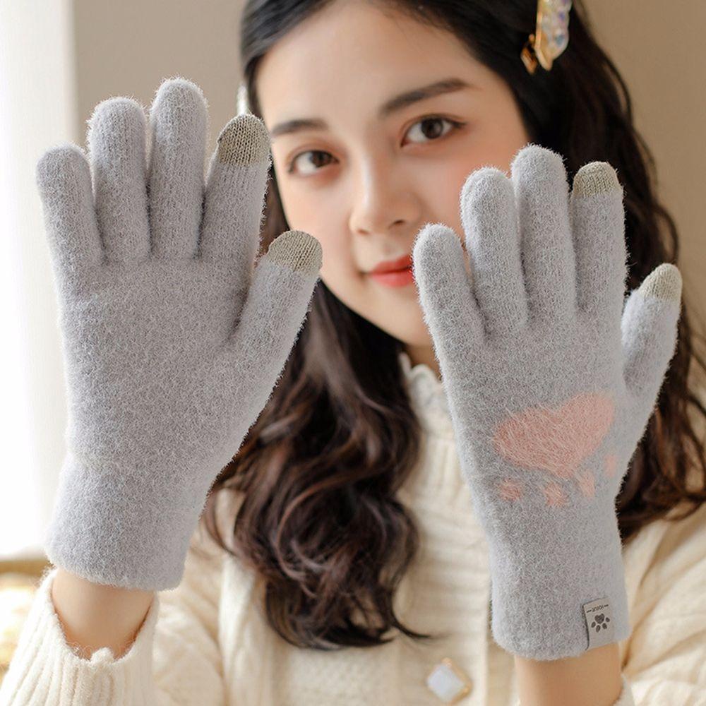 Găng Tay Lái Xe Vải Len Phối Nhung Mềm Mại Co Giãn Thoáng Khí Nhiều Màu Sắc Tùy Chọn