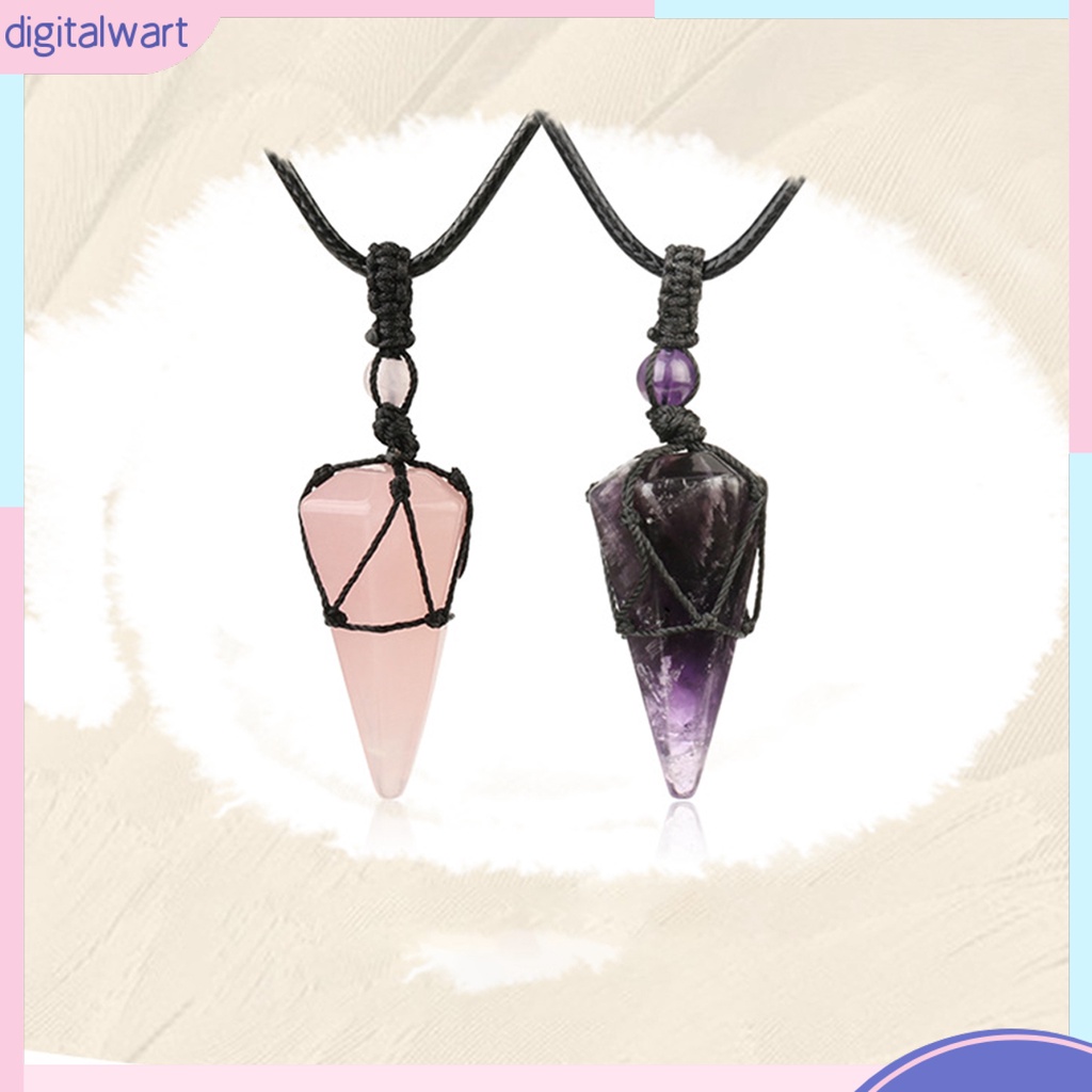 Dây Chuyền Sợi Dệt Tay Màu Đen Mặt Đá Pha Lê Lục Giác Thời Trang Cho Nam Và Nữ