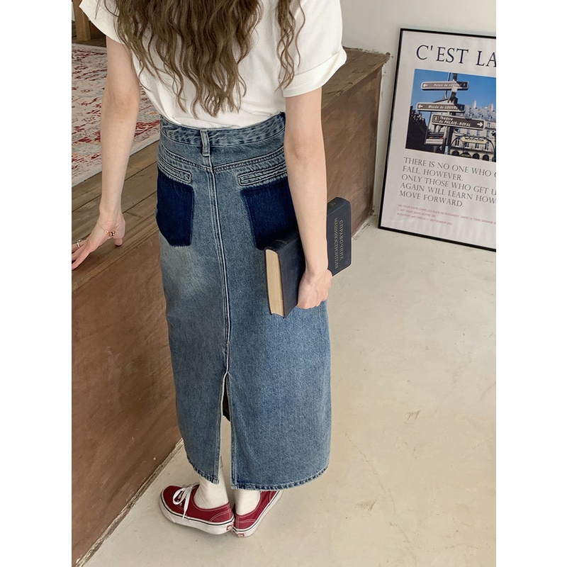 ✙Chân Váy Denim Dáng Chữ A Lưng Cao Xẻ Tà Thời Trang Xuân Thu Hàng Mới Dành Cho Bạn Nữ 2022