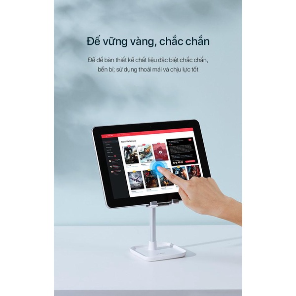 Giá đỡ điện thoại, máy tính bảng hợp kim nhôm ROBOT RT-US04 tăng giảm chiều cao và góc nhìn chuẩn hiệu