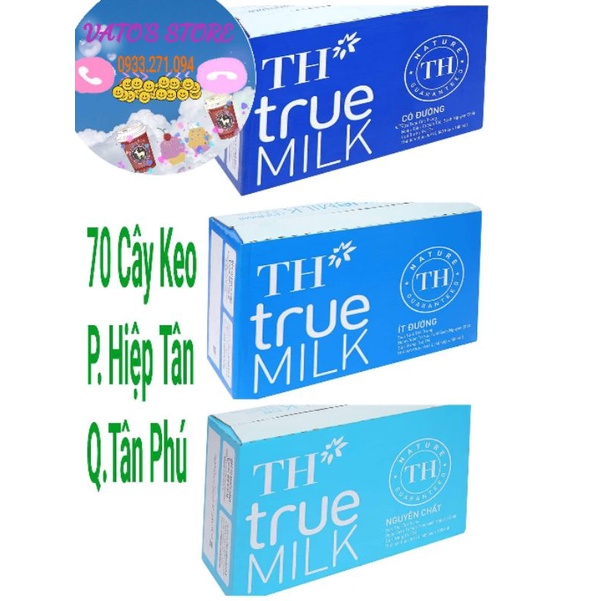 Mua 1 thùng KM 2 sp 110ml. Thùng 48 hộp sữa tươi tiệt trùng TH True Milk 180ml Có đường / Không đường / Ít đường