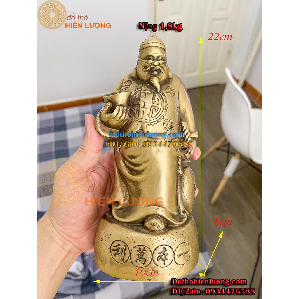 Tượng Lão Quản Gia Bằng Đồng Thau Nguyên Chất Cao 22cm - Vật Phẩm Phong Thủy