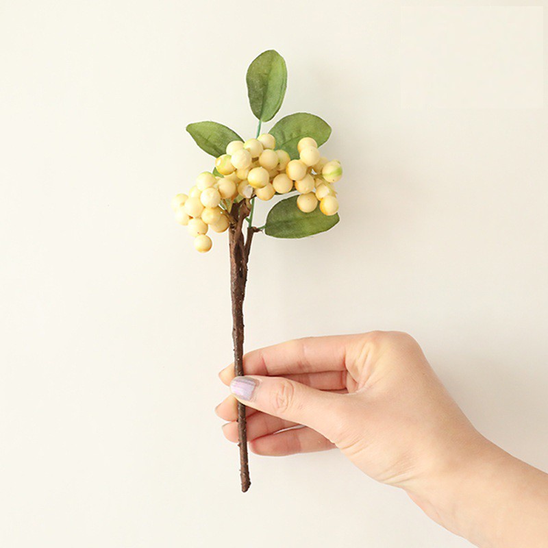 (Mua 2 tặng 1) Cây Hoa giả - Cành đậu xanh berry - Cắm chiêm điểm hoặc bó kèm, trang trí, phụ kiện