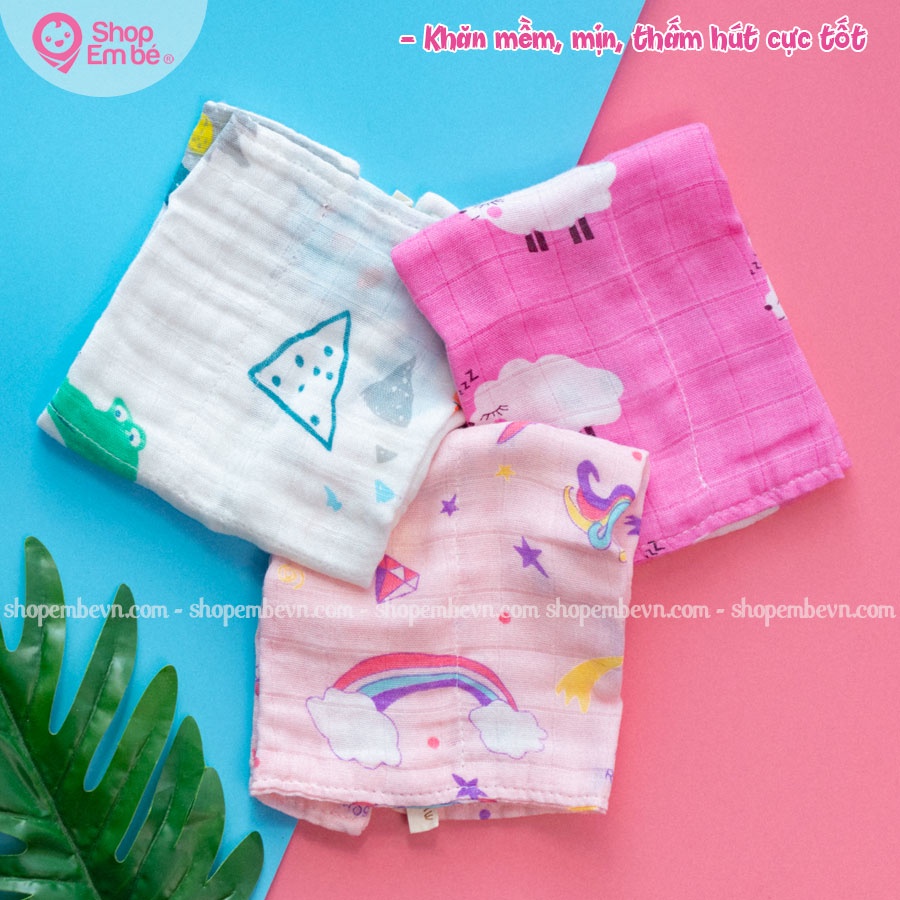 Set 3 Khăn Mặt Xô Muslin Mềm Mịn Cho Bé