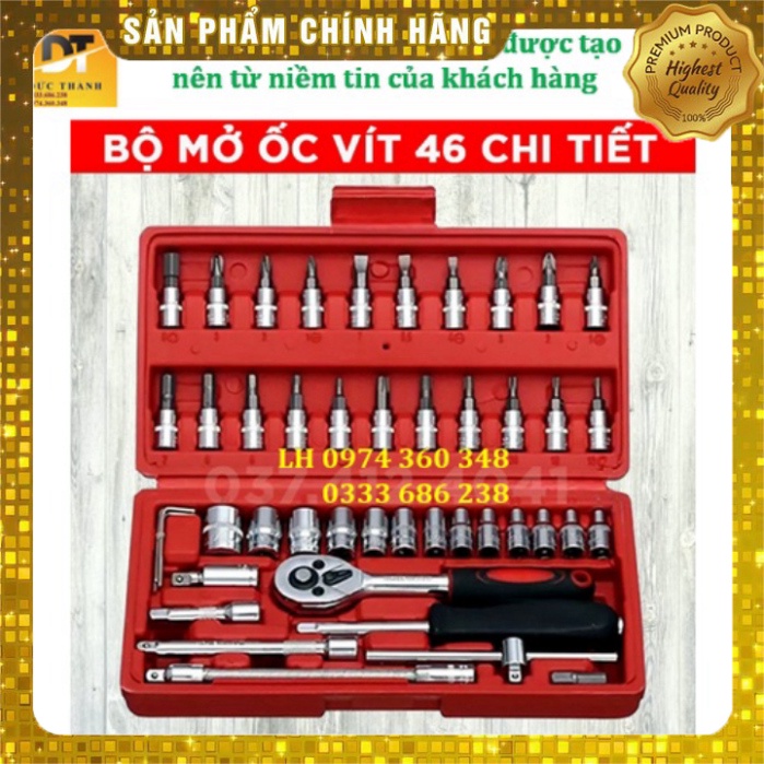 Chính hãng Bộ dụng cụ mở bu lông ốc vít, sửa chữa ô tô xe máy, đa năng 46 chi tiết, chất liệu thép CRV