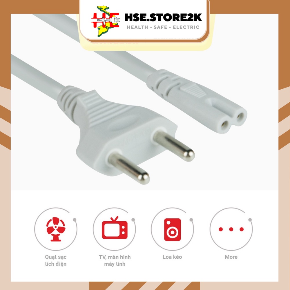BỘ DÂY NGUỒN SỐ 8 HONJIANDA - HJD-BDNS8 220 SẠC CHO QUẠT SẠC, LOA KÉO DÀI 2M - LOẠI TÔT/LOẠI THƯỜNG