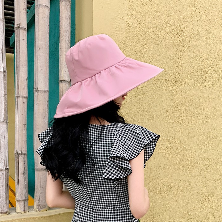 Nón Tai Bèo Vành Rộng Màu Trơn Chống Tia UV Thời Trang Mùa Hè Cho Nữ