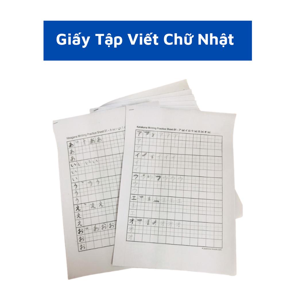 Tập luyện viết 2 bảng chữ cái Hiragana và Katakana, có kèm giấy trắng để tập viết thêm