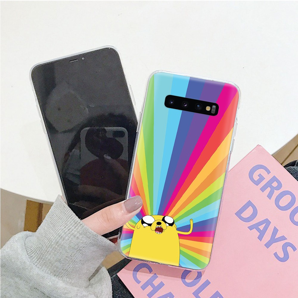 Ốp điện thoại màu trơn họa tiết Adventure Time cho Iphone 8 7 6 6s 5 5s Se 5c 4s 4