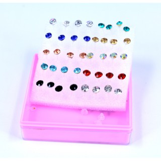 Hộp 20 đôi bông tai pha lê thanh nhựa