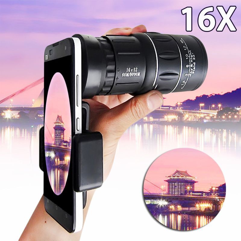 Bang♔ 16x52 Zoom Hiking Monocular Telescope Lens Camera Night Vision HD Scope Phone Clip Holder