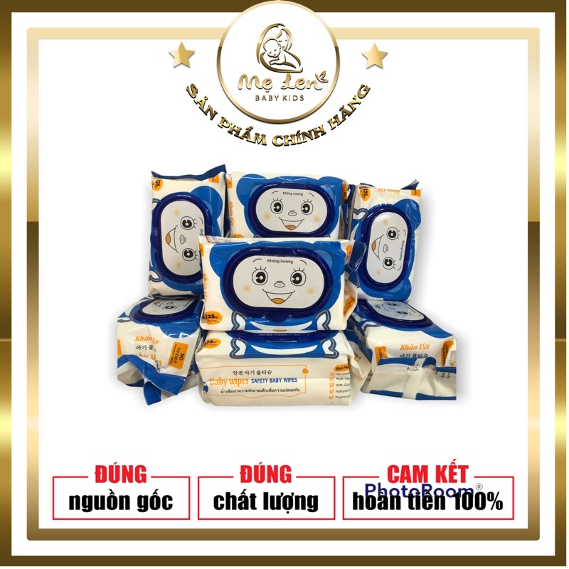 Combo 4 Khăn Ướt Cao Cấp Baby wipes Không Mùi 125 tờ