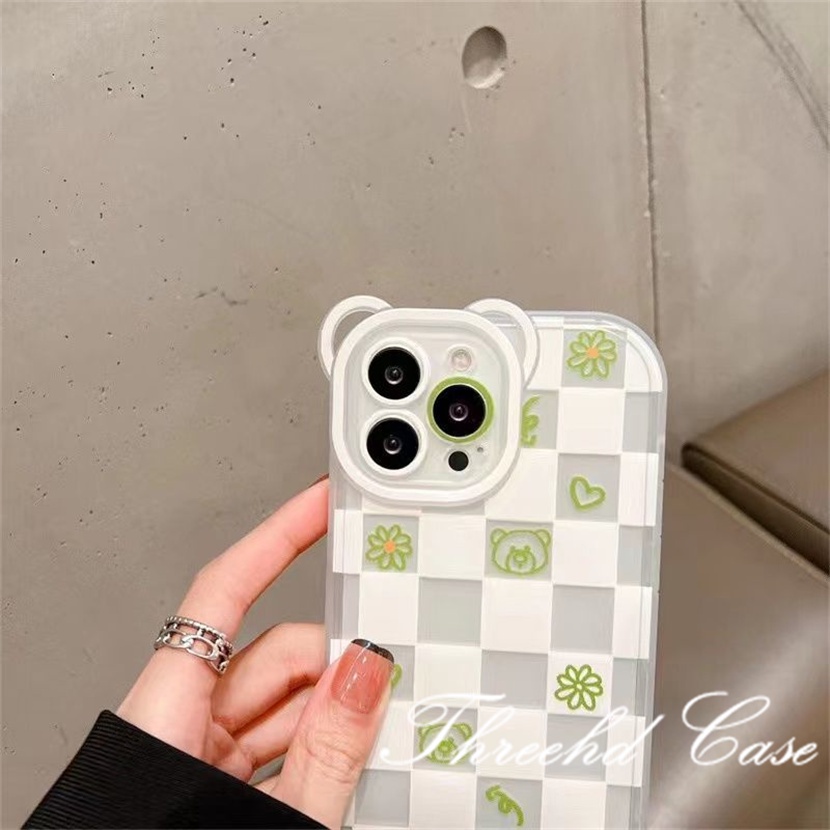 Ốp Lưng Silicon TPU Mềm Trong Suốt Họa Tiết Kẻ Ô Cho iPhone 14 13 12 11 Pro Max SE2020 X XR XS Max 7 8 6 6s Plus