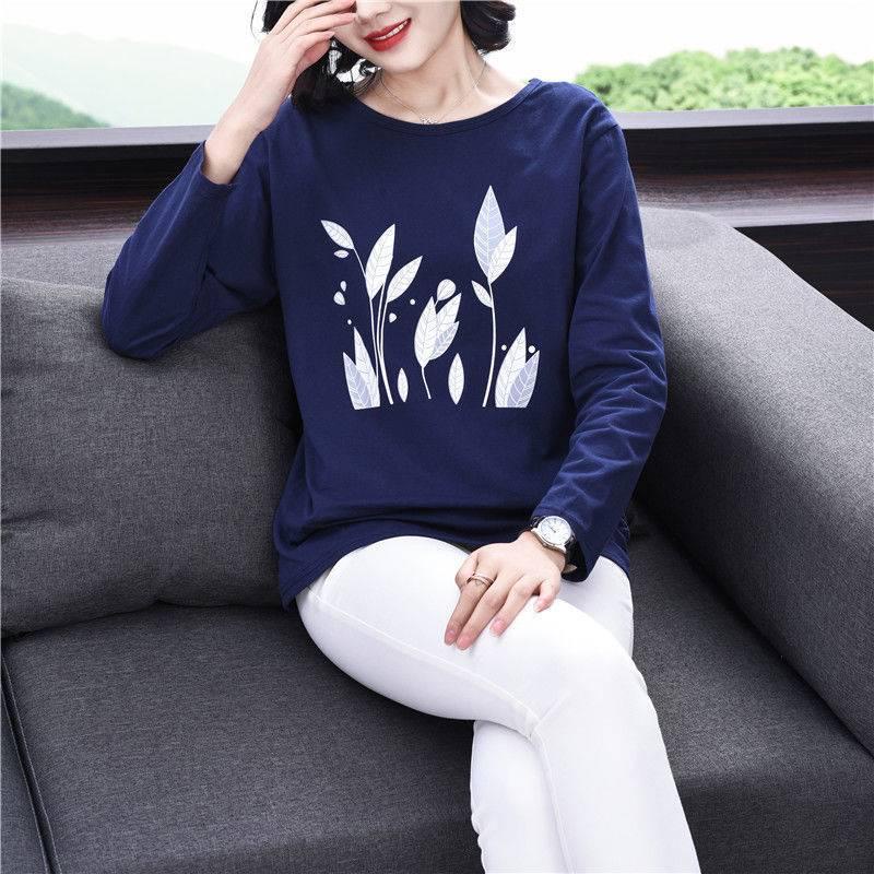 Áo thun tay dài dáng rộng thời trang cho phụ nữ trung niên