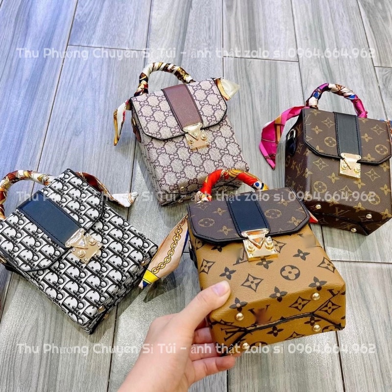 [Bán Lấy Đánh Giá 5*] Túi đeo chéo, túi điện thoại dáng hộp đứng khoá bấm (tặng kèm khăn lụa)