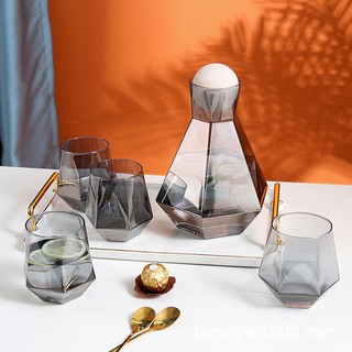 Bộ 6 Cốc-Ly Thủy Tinh Luxury Crystal Diamond Tráng Bạc Dùng Uống  Rượu Mạnh Whyski, Dung Tích 315ml