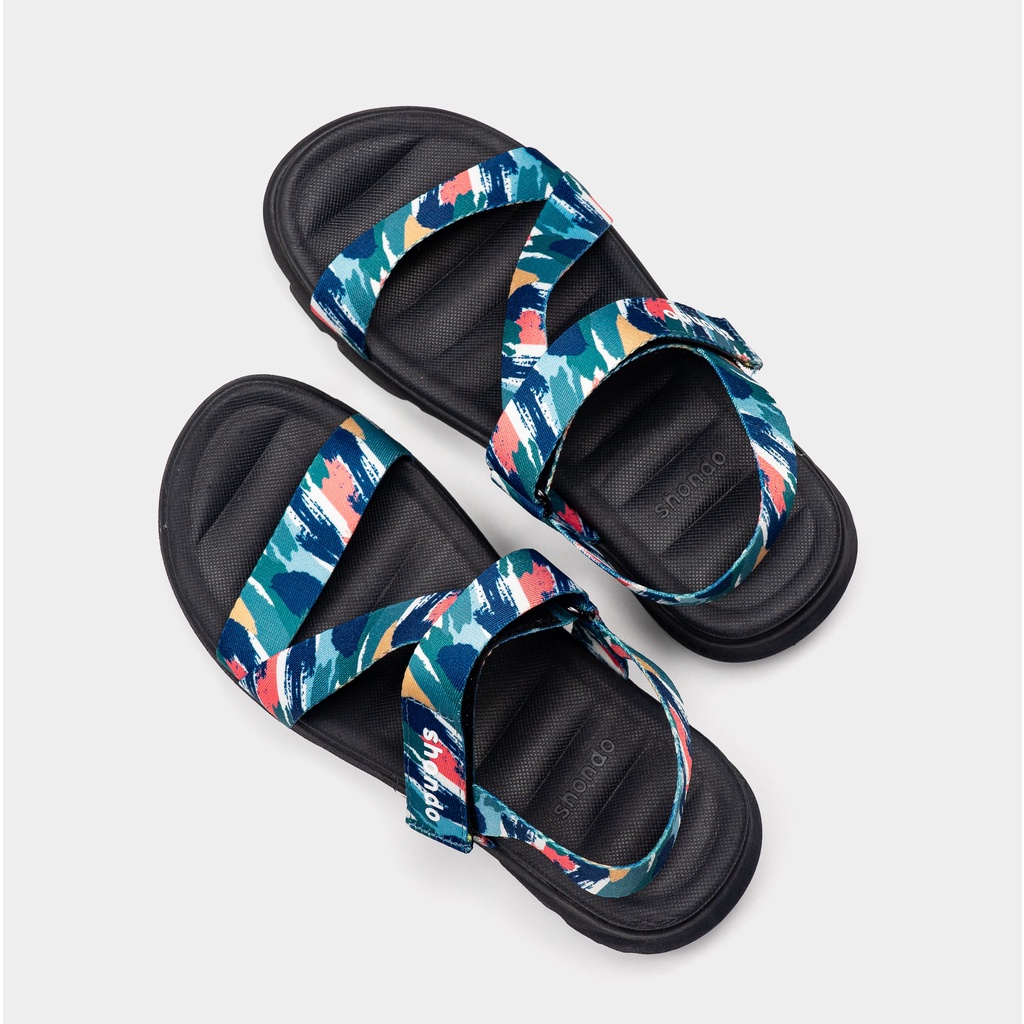Giày Sandal Shondo F6 sport ombre đế đen đai vệt sơn xanh dương F6S1030