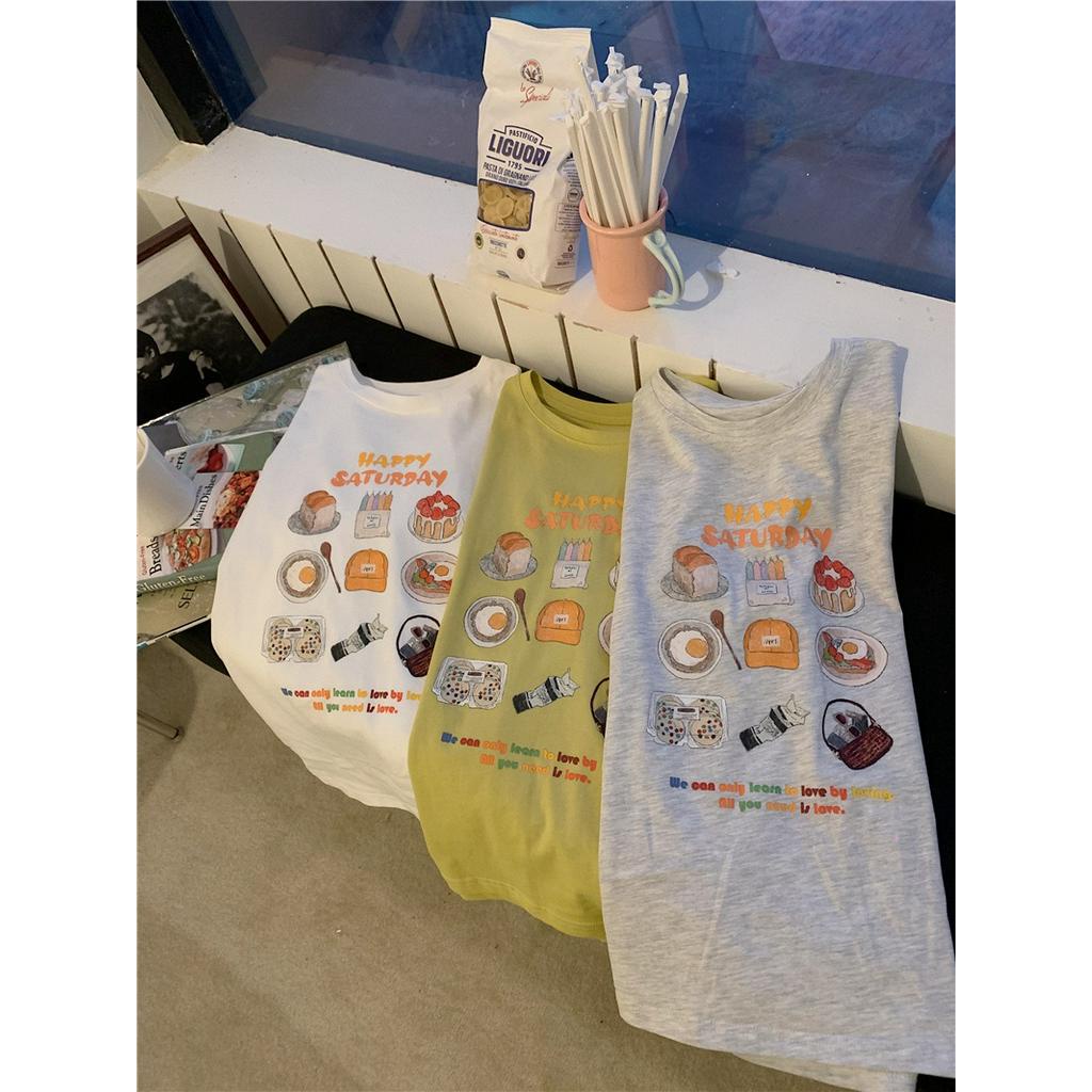 Áo Thun Cotton Cổ Tròn Ngắn Tay In Chữ Thời Trang Cá Tính 61828