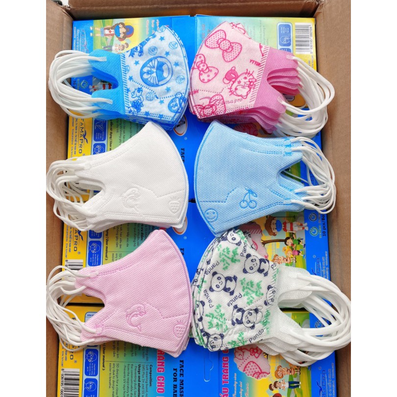 Khẩu Trang 5D Kids FAMAPRO Hộp 10 cái dành cho bé từ 1-5 tuổi