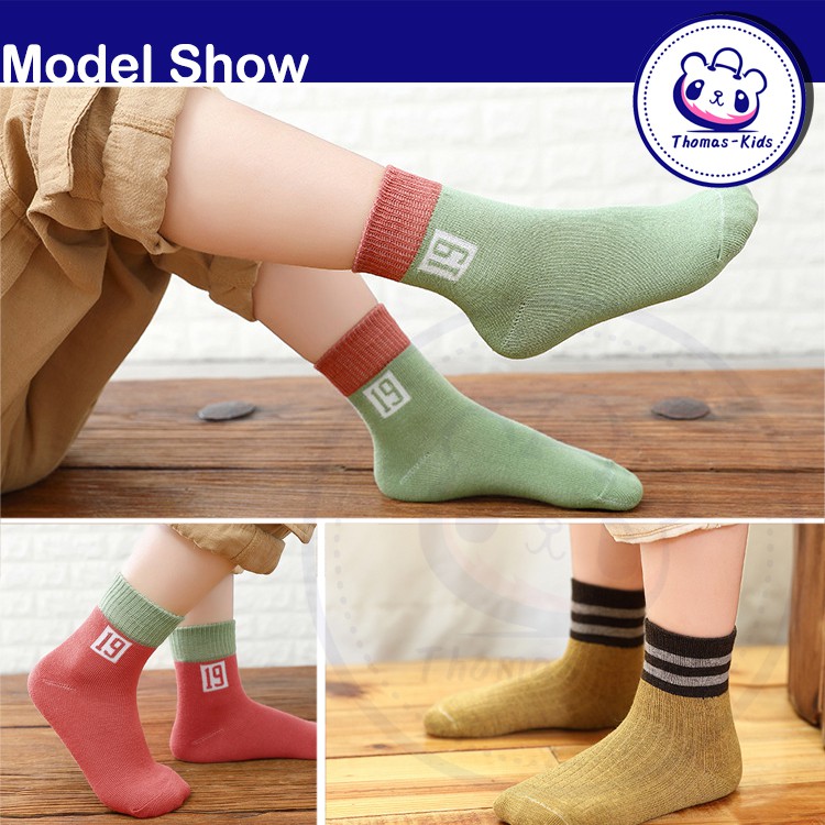 [THOAMS KIDS] Set 5 Đôi Tất Cotton In Hình Dễ Thương Cho Bé Từ 1-11 Tuổi