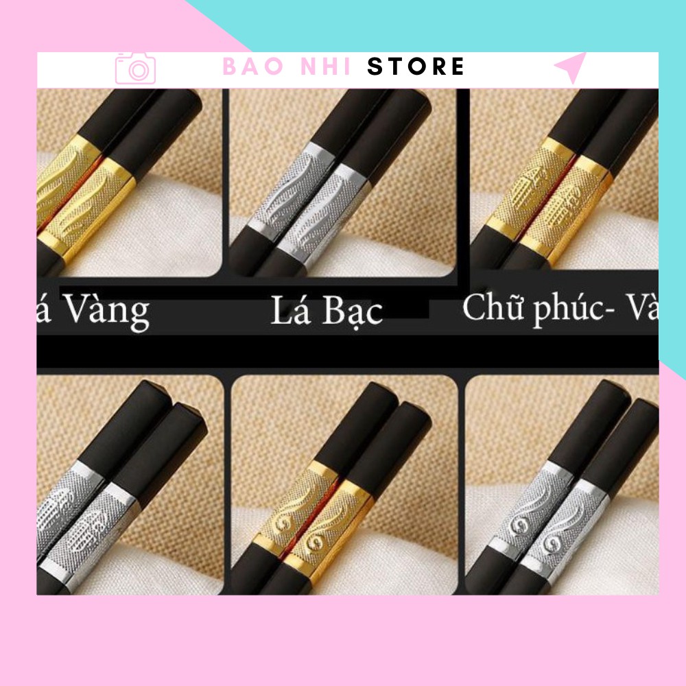 Đũa Ăn Khảm Vàng , Khảm Bạc Phong Cách Nhật Bản (Hộp 10 Đôi) 2248 bảo nhi shop