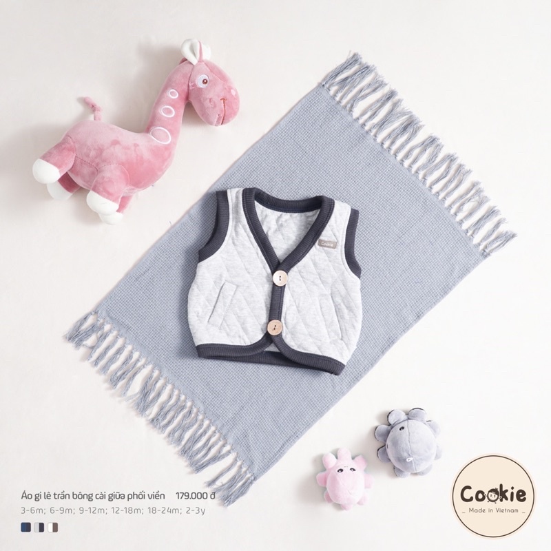 COOKIE Áo gile dày dặn trần bông và nỉ lông ấm áp cho bé trai bé gái