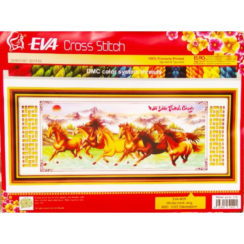 Tranh Thêu Chữ Thập 3D Mã Đáo Thành Công EVA9020 (KHÁCH TỰ THÊU) KT:139X62CM