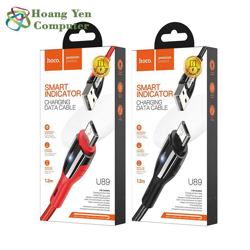 Cáp Sạc MICRO USB Hoco U89 Cho Android Dây Dù 1.2M - BH 1 Năm Chính Hãng (MÀU SẮC NGẪU NHIÊN) - Hoàng Yến Computer