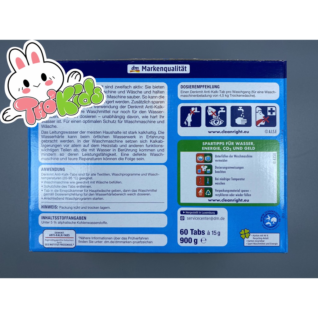 Combo 5 Viên Tẩy Lồng Giặt Denkmit chuẩn 1000% - Hàng Nội Địa Đức, đủ bill