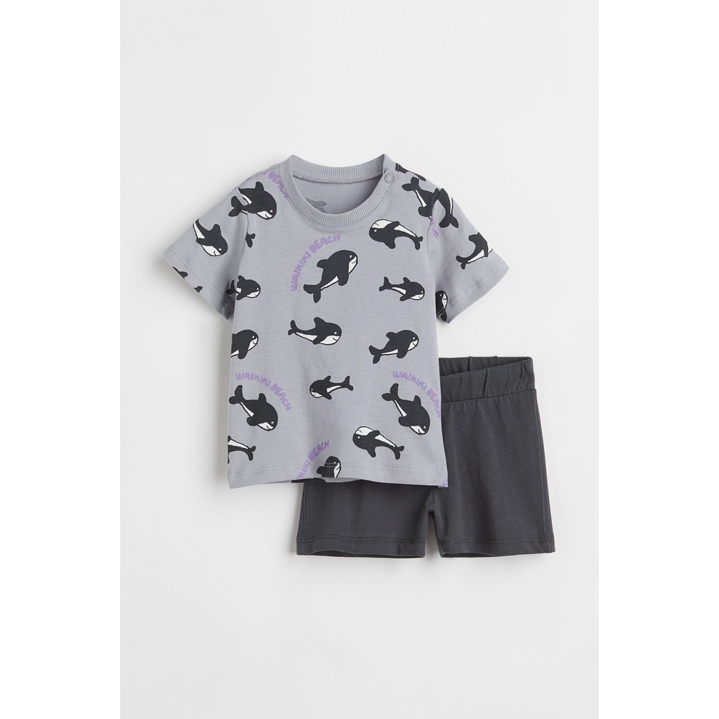 Set bộ quần áo hè cộc tay chất cotton bé trai HM Auth