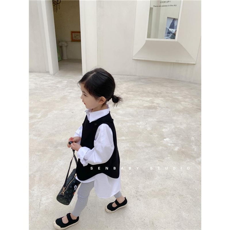 Áo sơ mi trắng/Áo vest không tay kiểu dáng thời trang cho bé gái