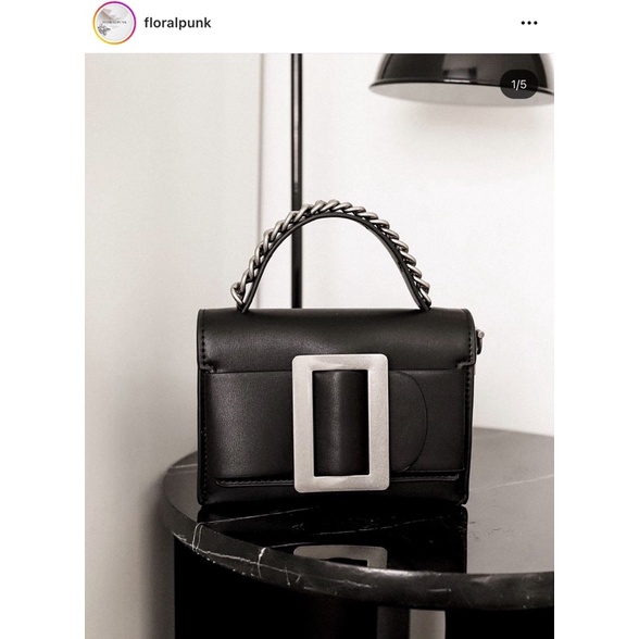 Túi xách đeo chéo màu đen Floralpunk