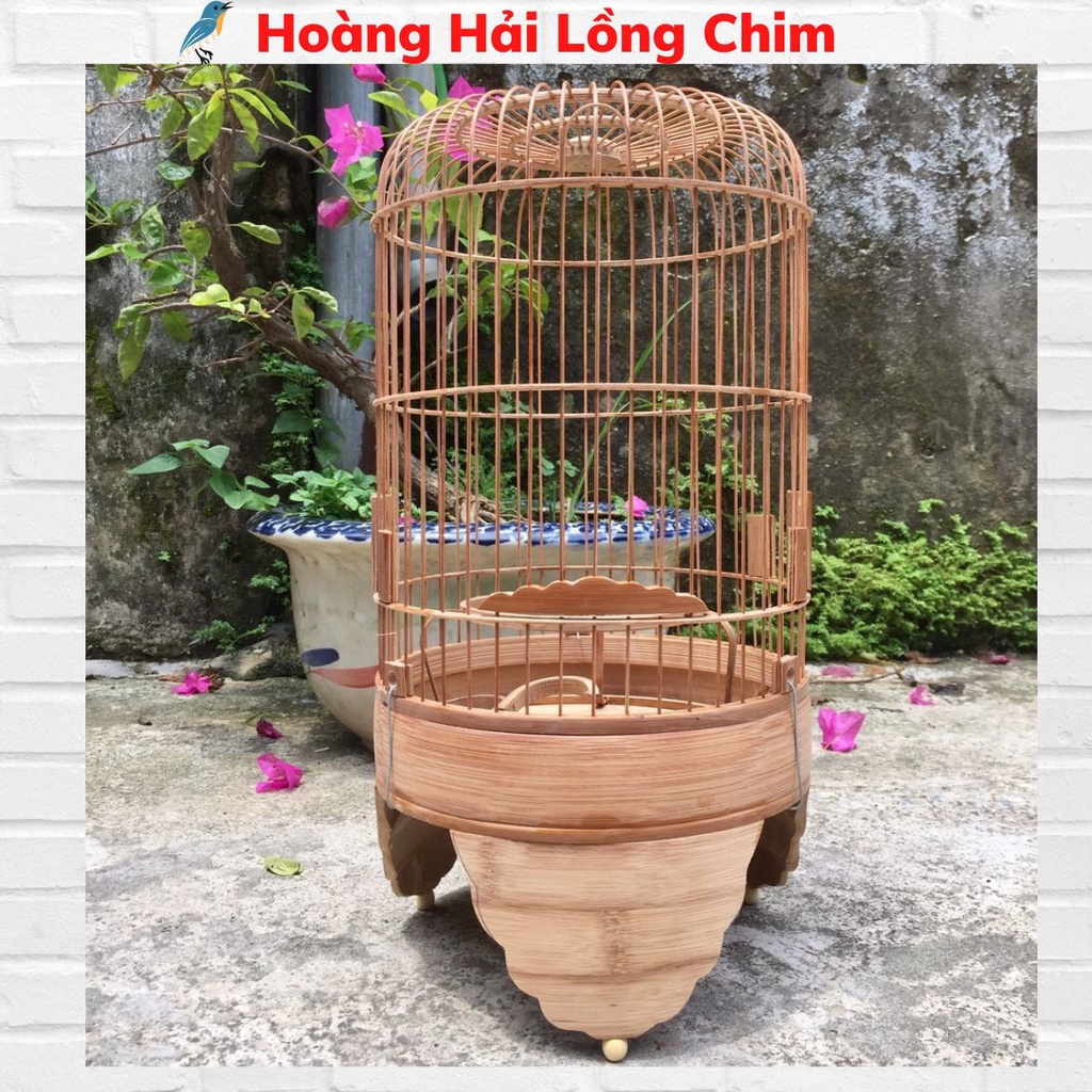 Lồng tròn chim vành khuyên Lồng chim Khuyên chất liệu trúc xử lý giá rẻ đầy đủ phụ kiện