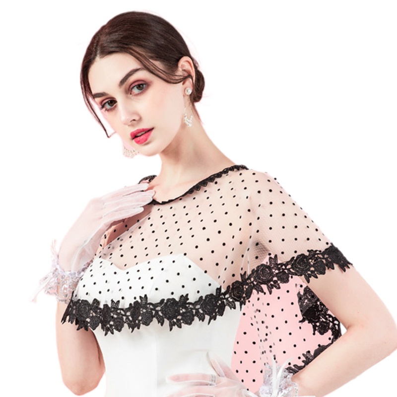 Áo Choàng Ren Màu Trắng / Đen Cho Cô Dâu Ngày Cưới